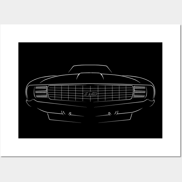1969 Camaro RS - front stencil, white Wall Art by mal_photography